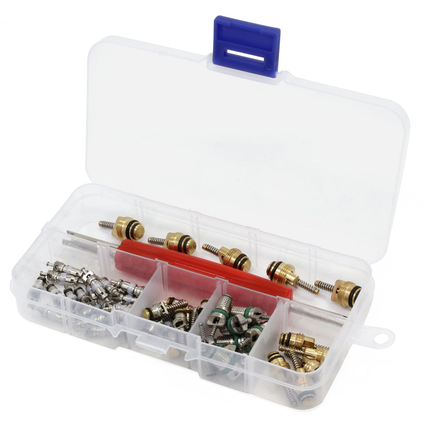 HSEAMALL 50 pieces A/C valve core R12 R134a Automotive air conditioning refrigeration tire valve stem core remover tool assortment kit