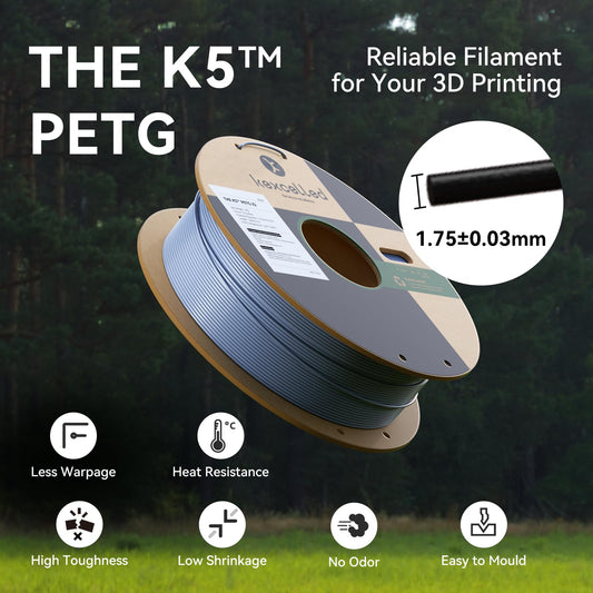 kexcelled PETG filament 1.75mm, 3D printing filament +/- 0.03mm, 1kg spool (2.2 lbs), chemical resistance, suitable for most FDM printers, transparent yellow