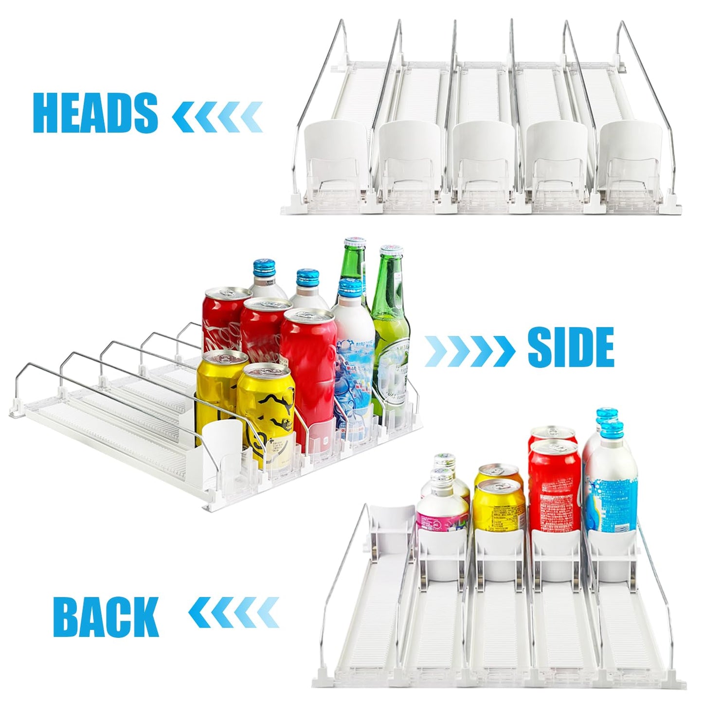 ZIOYA Refrigerator Can Organizer White AVCE Sticker Refrigerator Organizer Drink Can Dispenser Can Holder for 25 Beverage Cans Drinks Beer Soda Storage