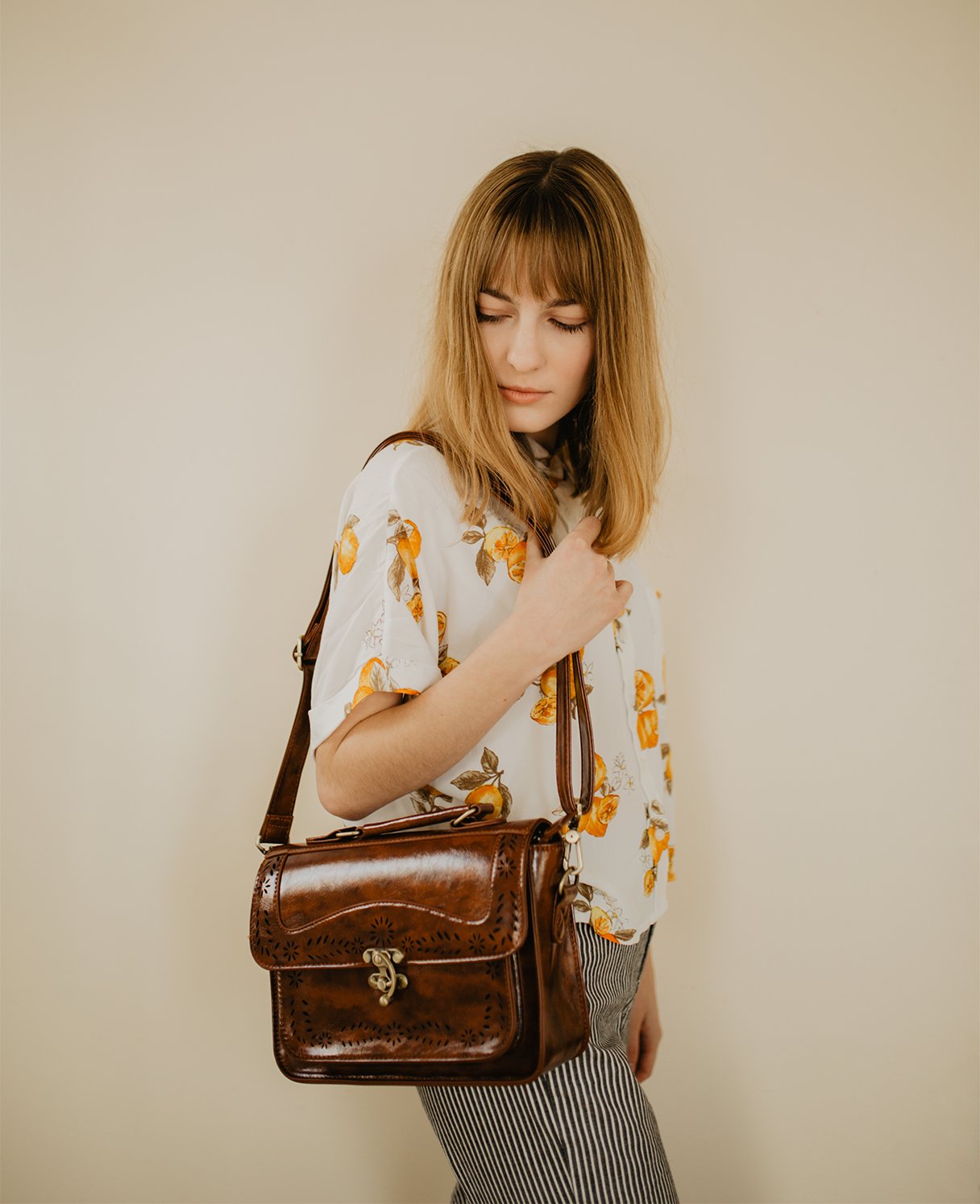 ECOSUSI Women's Shoulder Bag Vintage Leather Crossbody Bag Small Handbag Mini Messenger Bag Brown