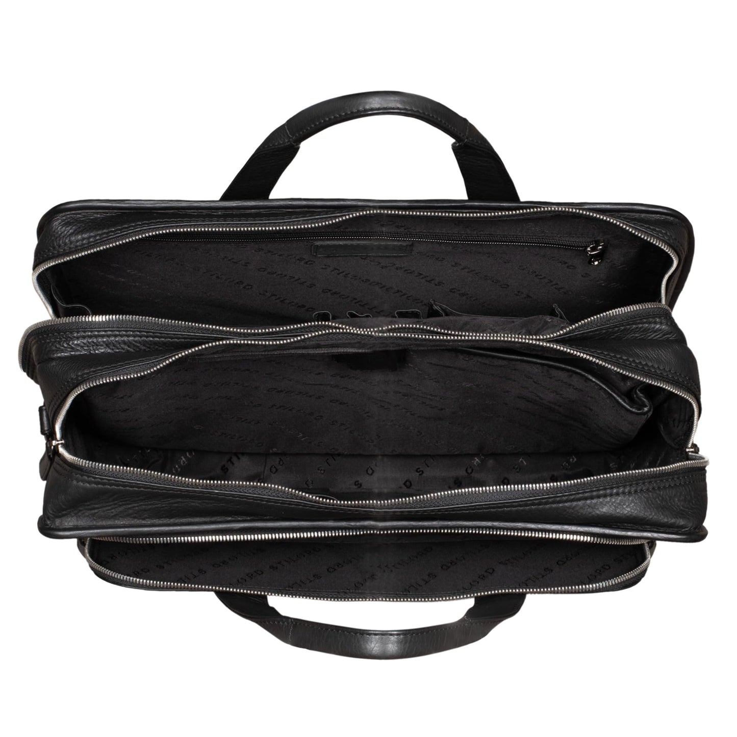 STILORD 'Yves' Briefcase Men Women Leather Business Bag Document Bag 15.6 Inch Laptop Bag Business Bag Teacher Bag Real Cowhide Leather, Color: Black