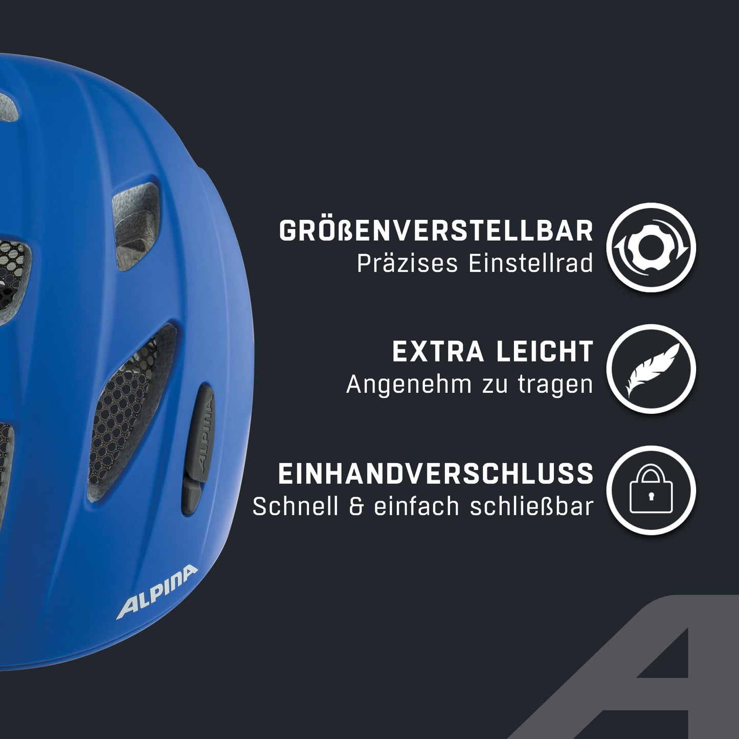 Alpina children's bicycle helmet, blue mat, 49-54 cm.
