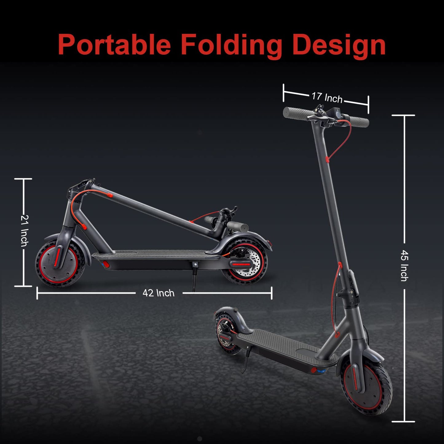 8.5 inch Foldable Electric Scooter made of aluminum alloy, APP connection, including locking function, 30 km range, 387 Wh battery, maximum load 120 kg (TÜV) grey.