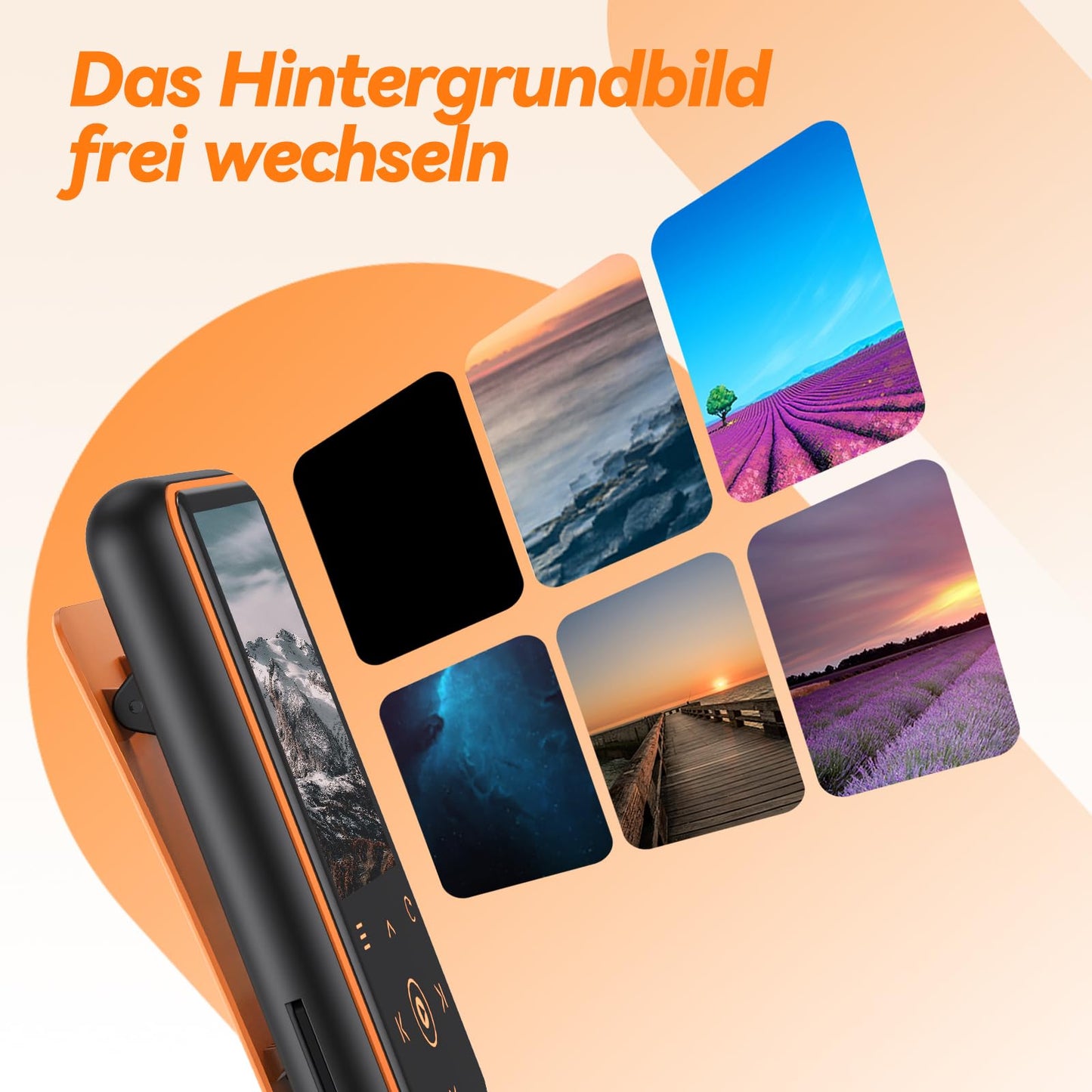 AGPTEK 64GB MP3 player with sport clip, Bluetooth 5.3 player with 1.8-inch TFT color screen, mini music player with touch buttons, FM radio, pedometer, supports up to 128GB SD card, orange