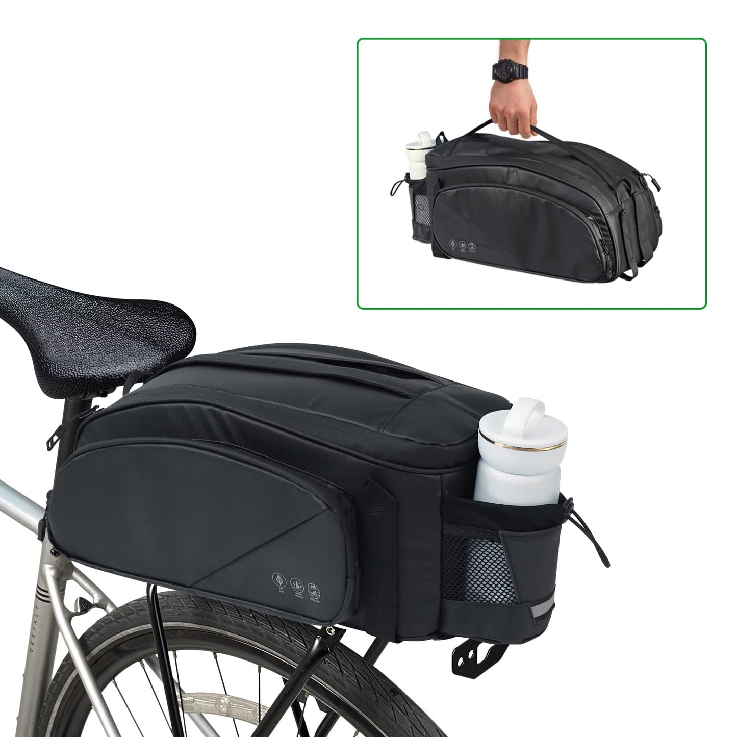 HOMPER bike bags for luggage carrier Reflective luggage rack bag Multifunctional rear luggage bag rear seat bag, 11L