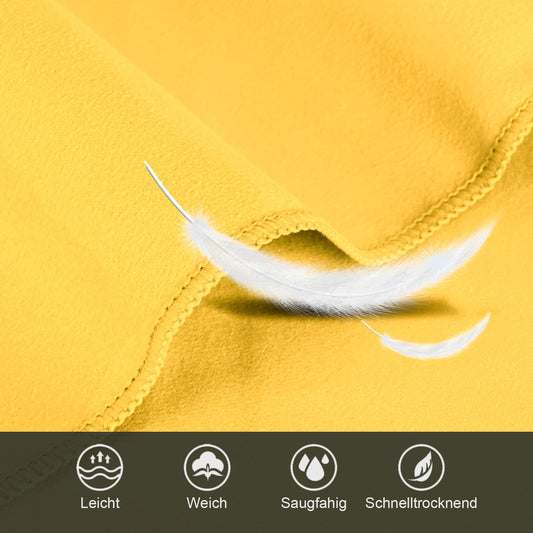 Fosdaling Microfiber Towel 3 Piece Set (Large 160×80cm and 2 Small 80×40cm), Quick-drying Microfiber Fitness & Sport Towels, for Beach, Bath, Gym and Travel (Yellow)