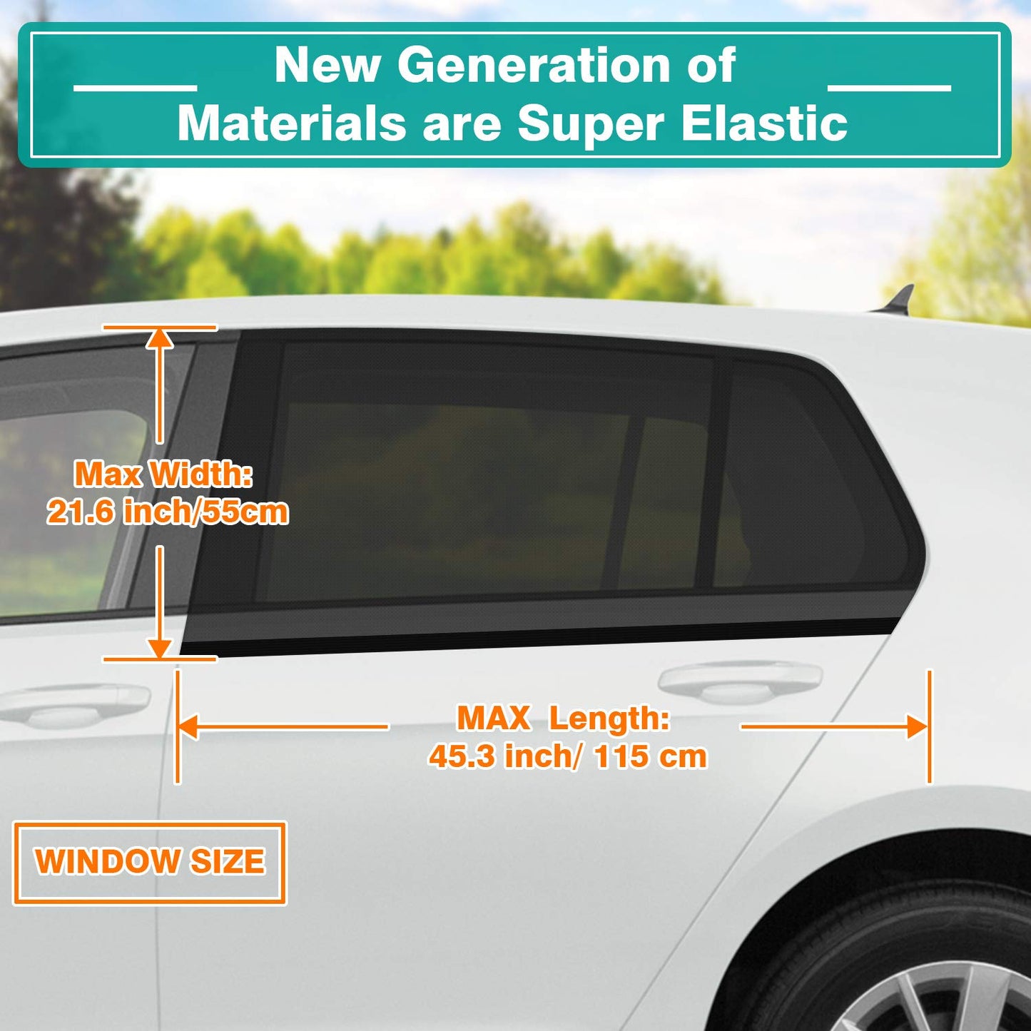 WIN.MAX Baby Car Sun Shade with Certified UV Protection, Universal Car Sun Shade Net, for Side Windows Mesh Material Protects Passengers, Children & Pets, 2 Pieces (XL), Passenger Car