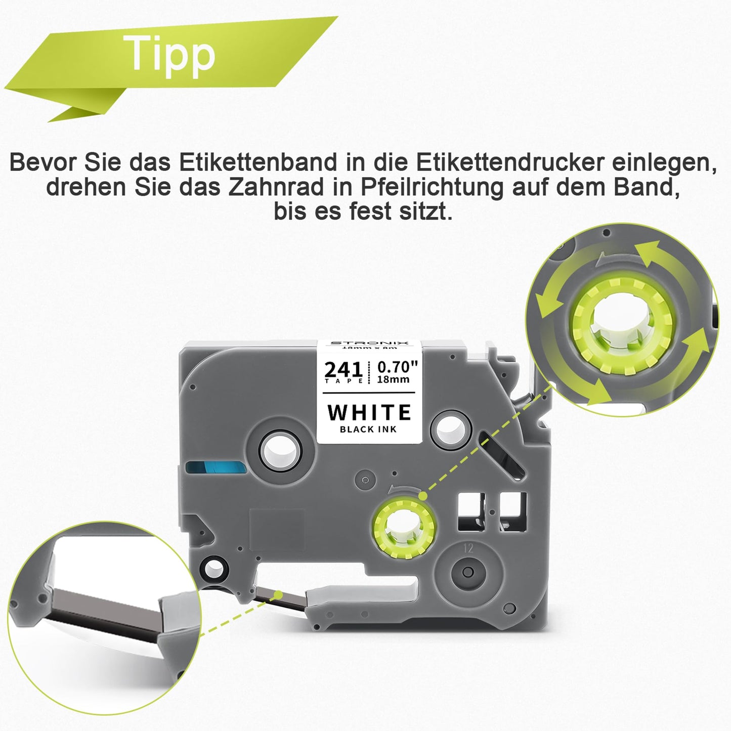 20x STRONIX Compatible Brother P-Touch TZe-241 TZe Label Tape TZ-241 Ub-241 Cassette 18mm Black on White for Brother Label Maker Brother Ptouch Cube Plus PT-D400 PT-D400VP PT-D600VP