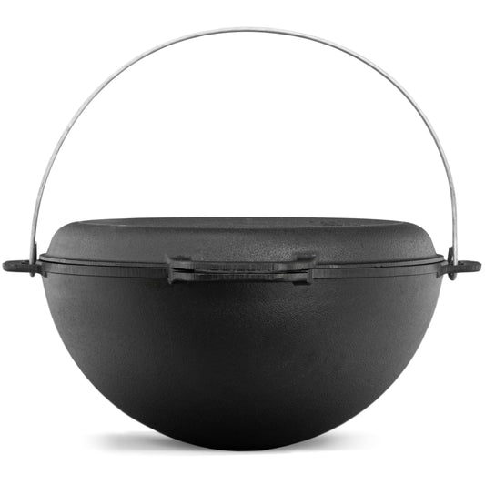 4BIG.fun Cast Iron Kazan 8 L Swivel Pot Kasan with Lid Frying Pan Wok Pan Grill Camping Pot Kettle Asia Wok Traditional Cast Pot Grill Wok