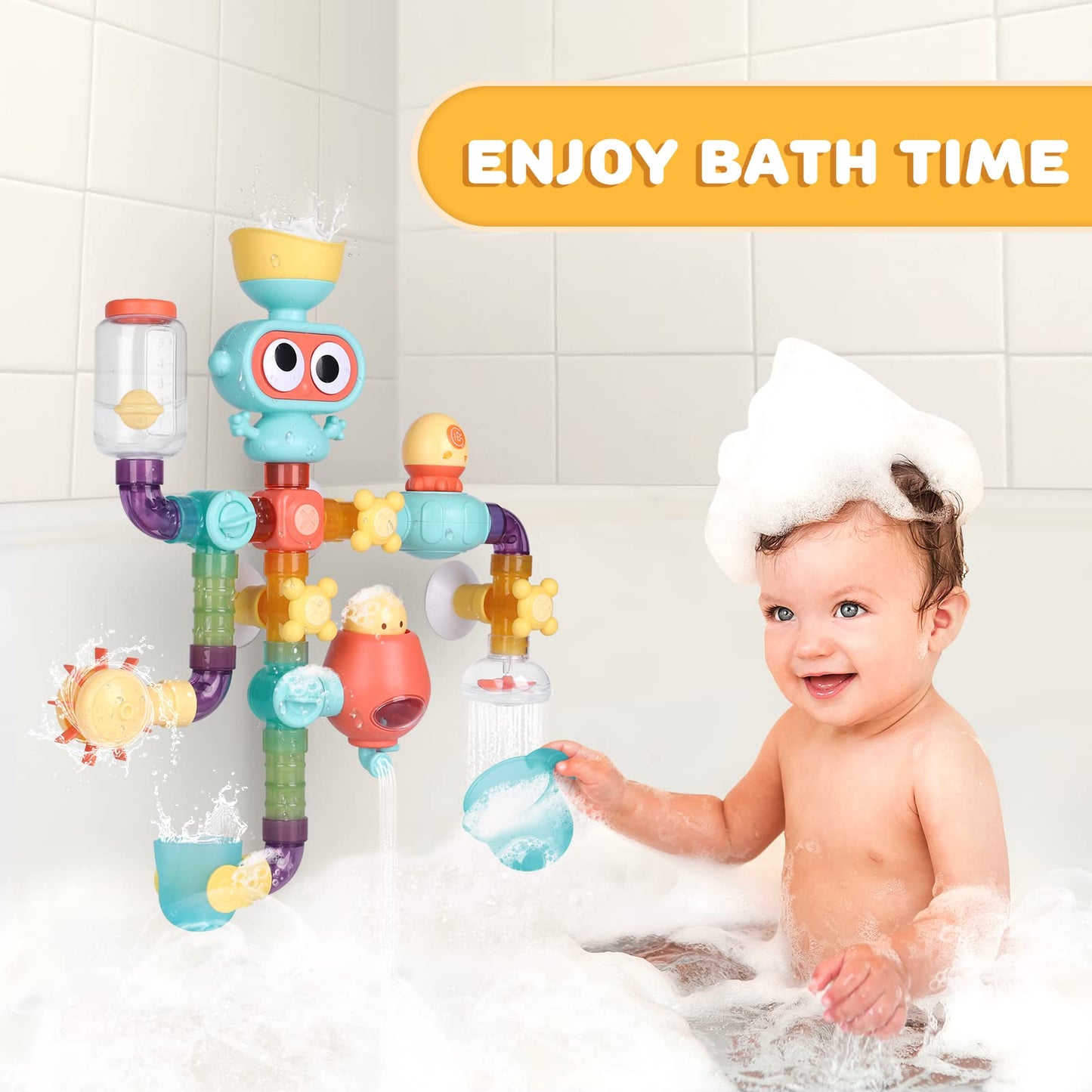 Japace bathtub toys, bath toys for 2 3 4 5 year olds, water toys bathtub toy baby, children's bath fun gift for girls and boys.