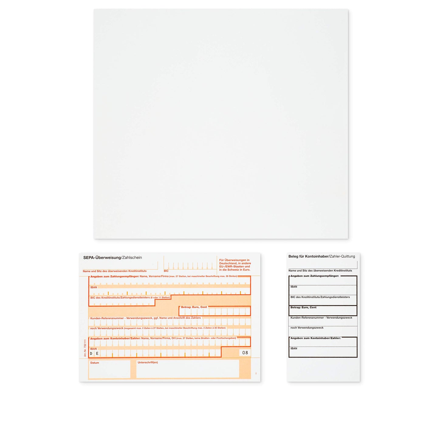 1000 transfer forms SEPA payment slip A4 bottom left 732111 quantity selectable