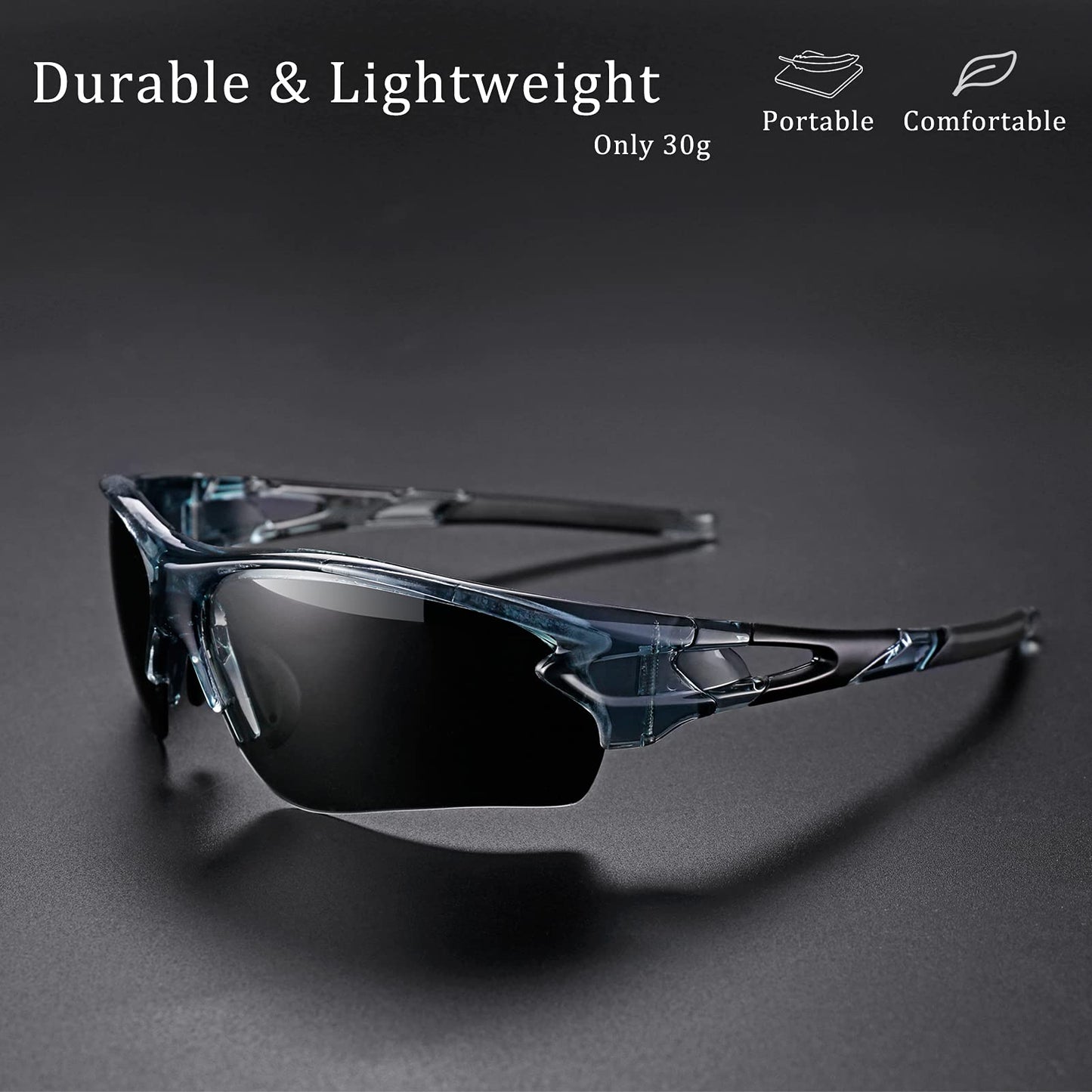 ROCKBROS self-tinting sunglasses for men and women. Photochromatic lenses for UV400 protection. TR90 frame for sports like cycling and fishing.