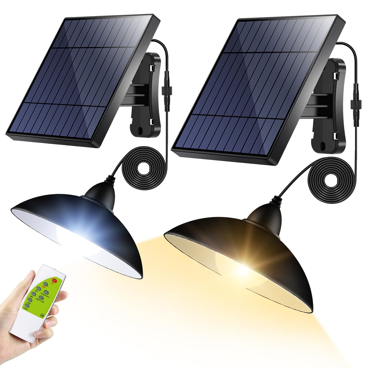 INTELAMP Solar Pendant Light, Outdoor Hanging Solar Lights with Remote Control, Waterproof Hanging Lamps for Garden Patio Balcony Gazebo IP65
