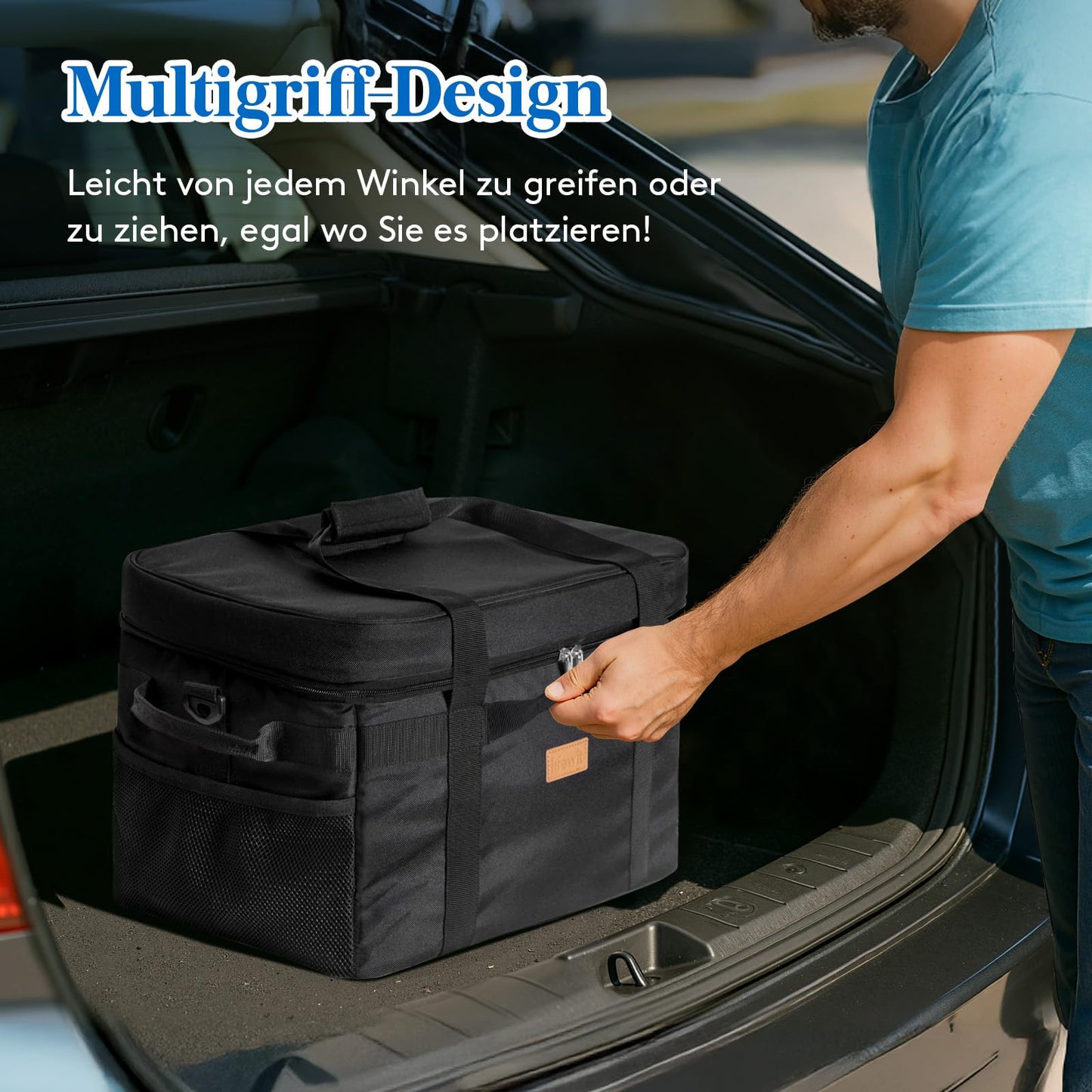 Lifewit Cooler Bag 30L, Foldable Picnic Bag for Food & Drinks, Portable Ice Box for Men, Women, Insulated Thermal Bag for Work, Camping, and Everyday Use, Black.