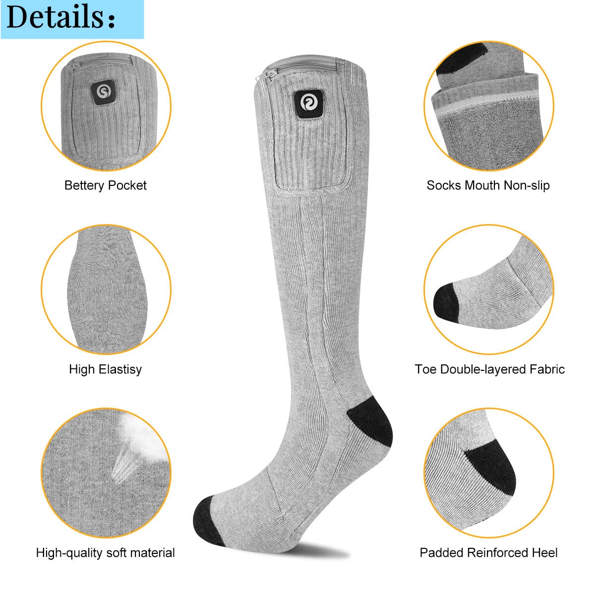 BARCHI HEAT Heated Socks for men & women, rechargeable electric heated socks, winter foot warmers, suitable for skiing, cycling, fishing, hunting, etc.