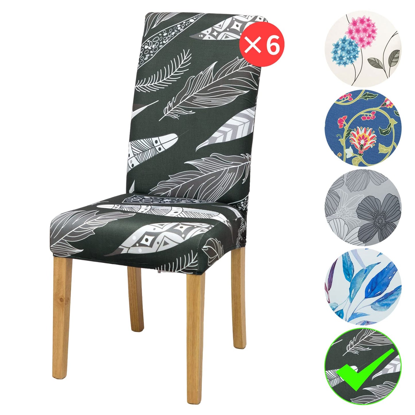 Sports Chair Covers 6 Pack Stretch Chair Covers for Dining Chairs, Removable Washable Chair Protection Decoration Chair Cover for Home, Kitchen, Hotel, Restaurant, Banquet, Wedding, Party