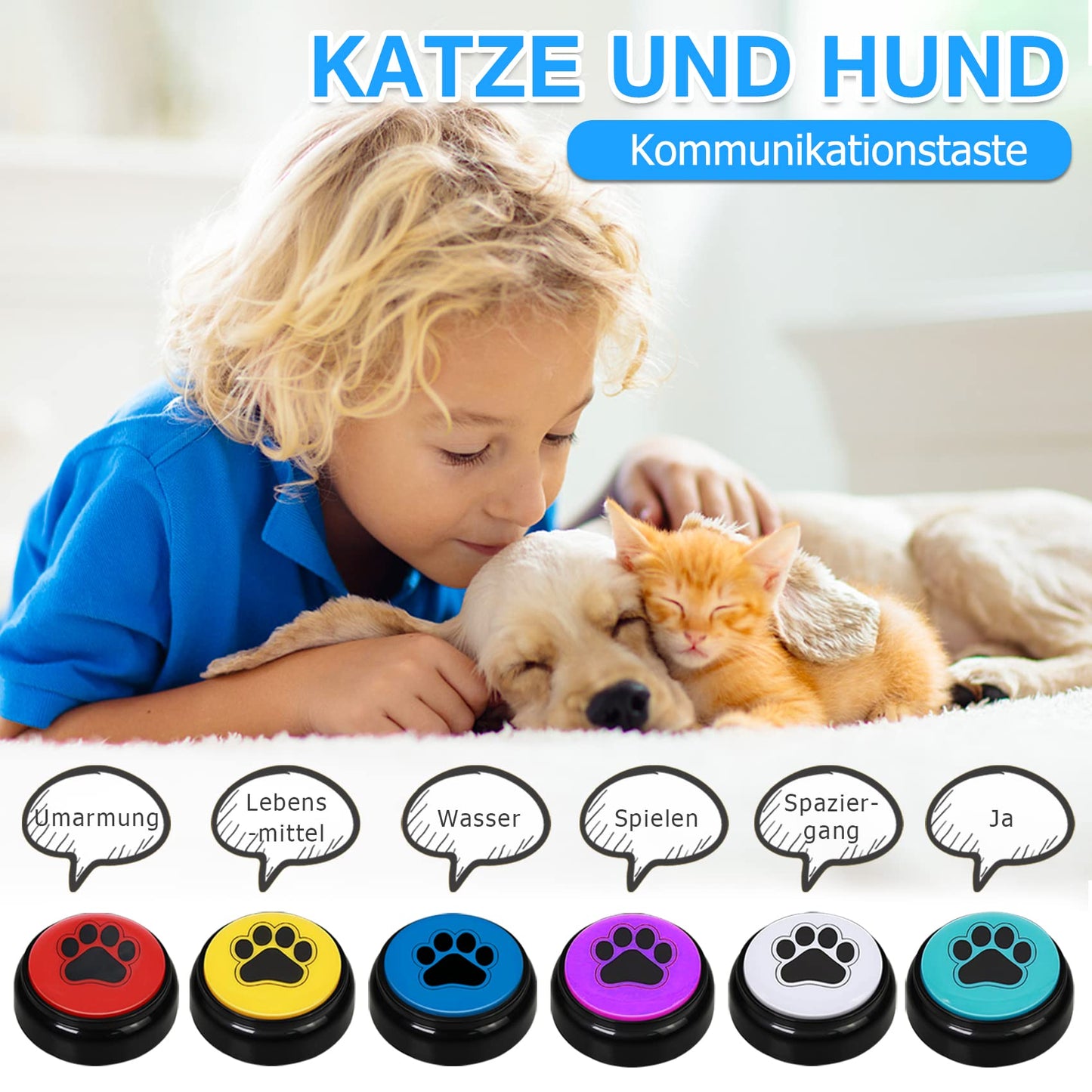 Chunhee Training bell for dog, cat training buzzer, dog buttons to speak/eat something/go out interactive toy pet tool 6 colors