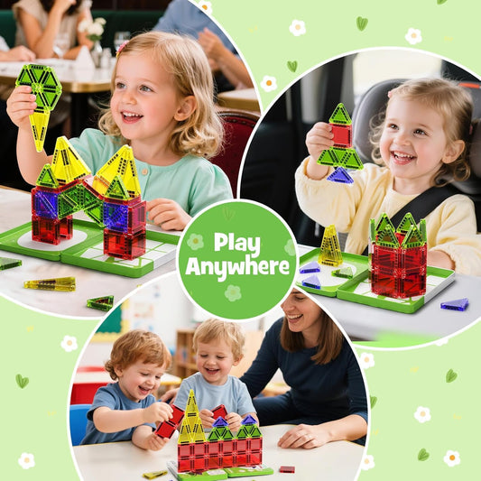 Magnetic Tiles Building Set Travel Toy for Kids Portable Travel MINI Magnetic Tiles Toy Magnetic Construction Kit Gift for 3+ Years Toddlers (26pcs Magnetic Tiles)