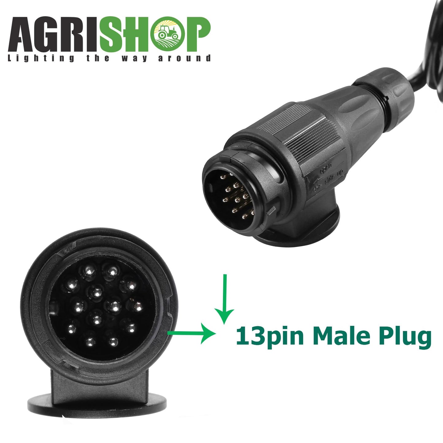 AgriShop trailer extension cable adapter 13-pin to 13-pin, 2.8m spiral cable trailer 13-pin trailer extension with male female plug, adapter trailer coupling 13 to 13 pin CE
