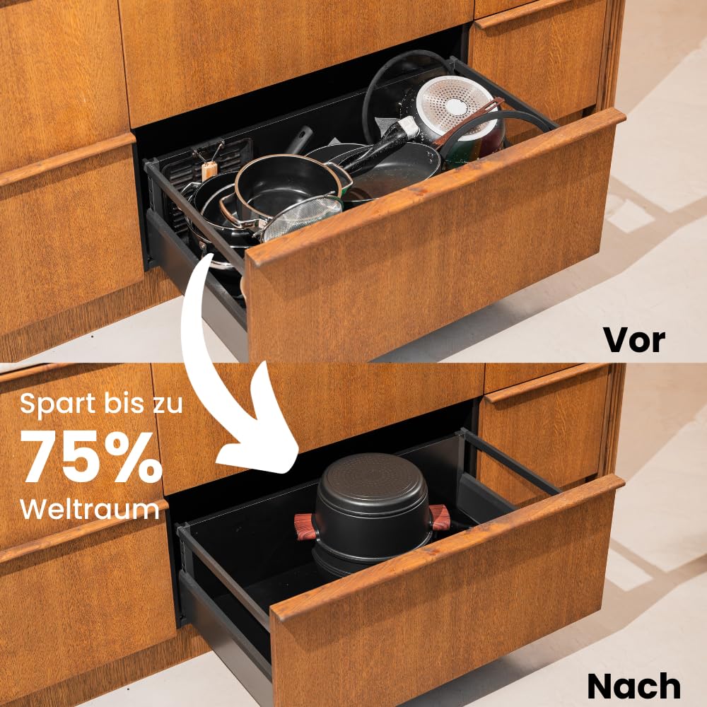 CookingTotem® Luxury Induction Cookware Set - Stackable set with ceramic non-stick coating, removable handle, oven safe, pot set, pots & pans set, PFAS-free, coated cookware.