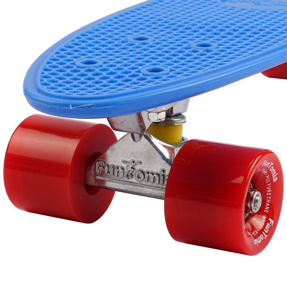 FunTomia 57cm Mini-Board skateboard with or without LED light wheels includes aluminum truck, ABEC-9 bearings, and T-tool (blue)