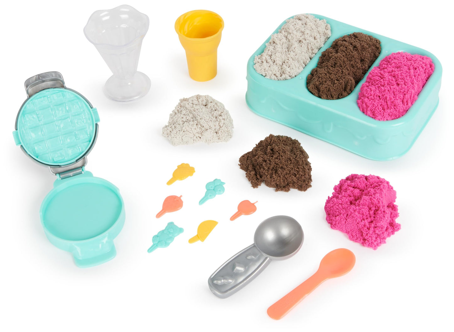 Kinetic Sand Ice Cream Set - with 454g of original magic sand from Sweden and lots of accessories for creative indoor sand play fun, for children aged 3 and up.