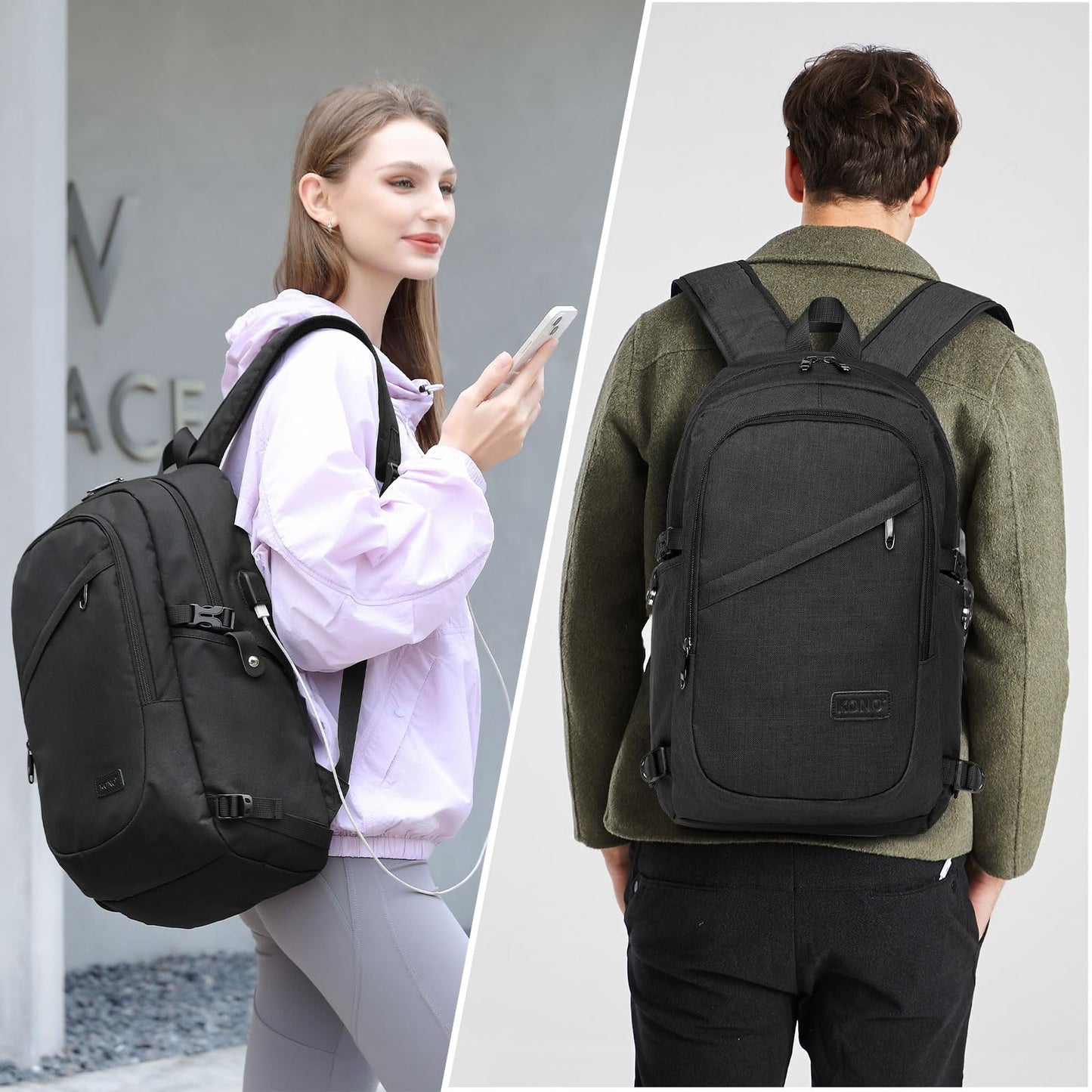 KONO laptop backpack anti-theft travel business work computer