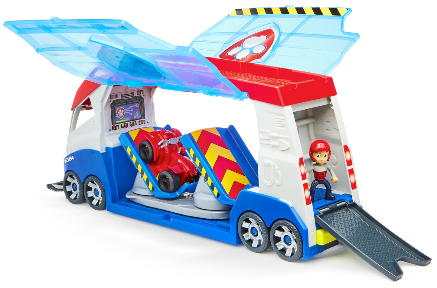 PAW Patrol - Launch'n Rescue PAW Patroller team vehicle with new features, including Ryder figure and 1 base vehicle, toy suitable for children aged 3 years and older.
