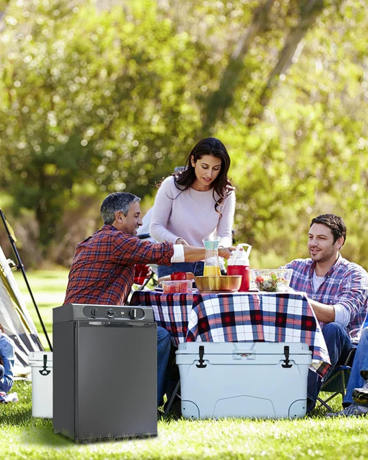 SMETA Refrigerator Gas 12V 230V, Gas Refrigerator, Camping Refrigerator, Caravan Refrigerator 12V Gas Refrigerator 60L 12V/230V/LPG for RV Camper Caravan, Black