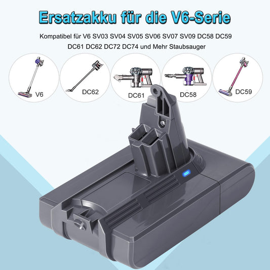 KUNLUN V6 battery for V6 vacuum cleaners DC62 SV03 SV04 VTC4 SV09 SV05 DC58 DC59 DC61 DC72 DC74 SV06 SV07 21.6V V6 replacement battery for all V6 series batteries.