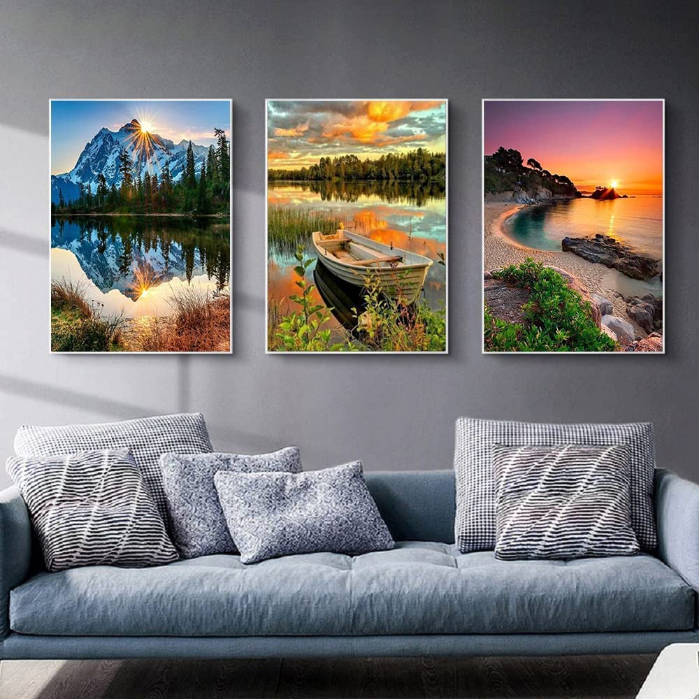 Generic 6 Piece Paint by Numbers for Adults and Kids Beginners, Realistic Landscape Oil Painting Canvas for Home Décor, Unframed (12X16in)(30X40cm), Unisex, Acrylic, Non-Foldable