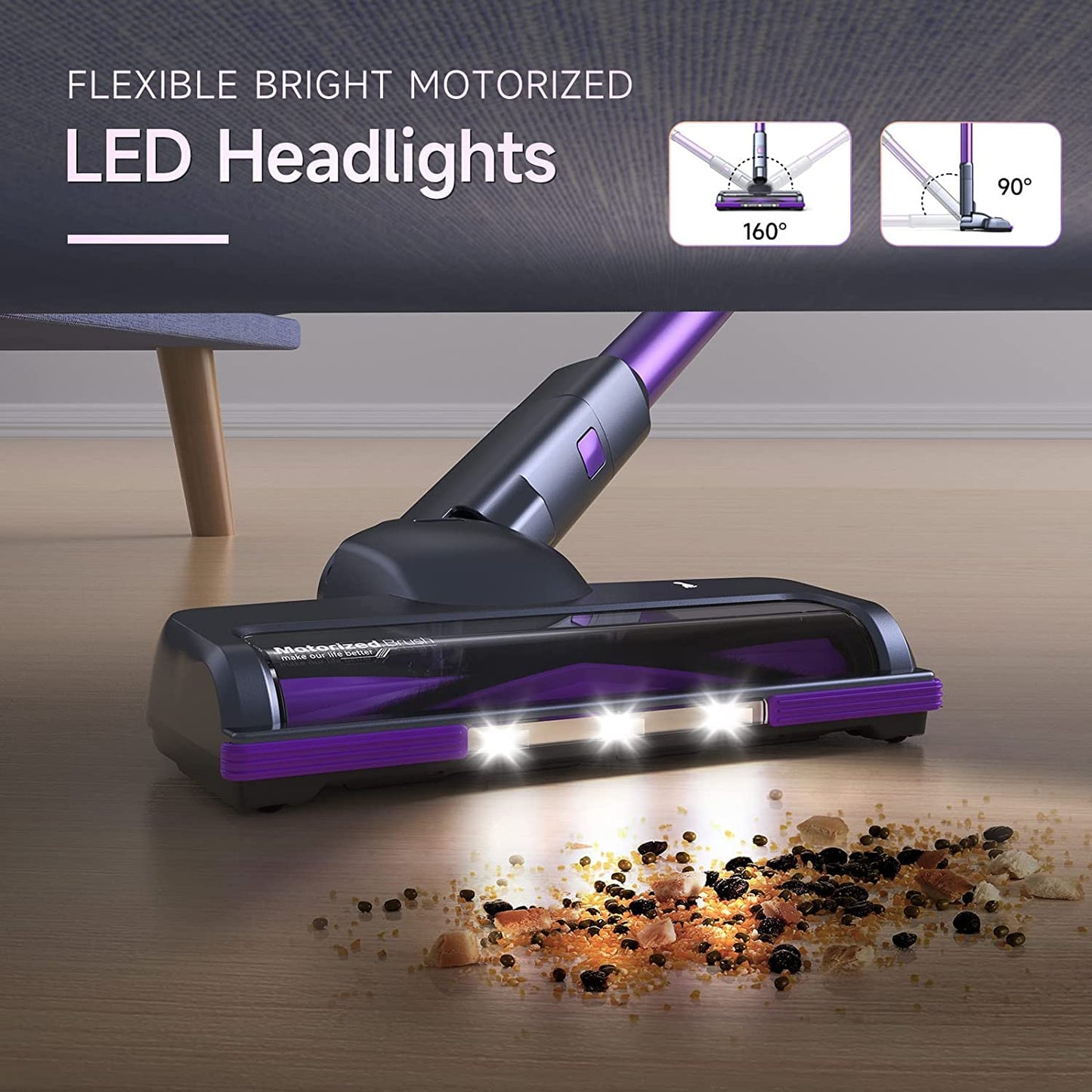 Lubluelu 25000Pa Battery Vacuum | Cordless Vacuum Suction Power | 25.9V Cordless Vacuum | 50Min Runtime | 120,000RPM | Vacuum for Pet Hair, Carpet & Hard Floors