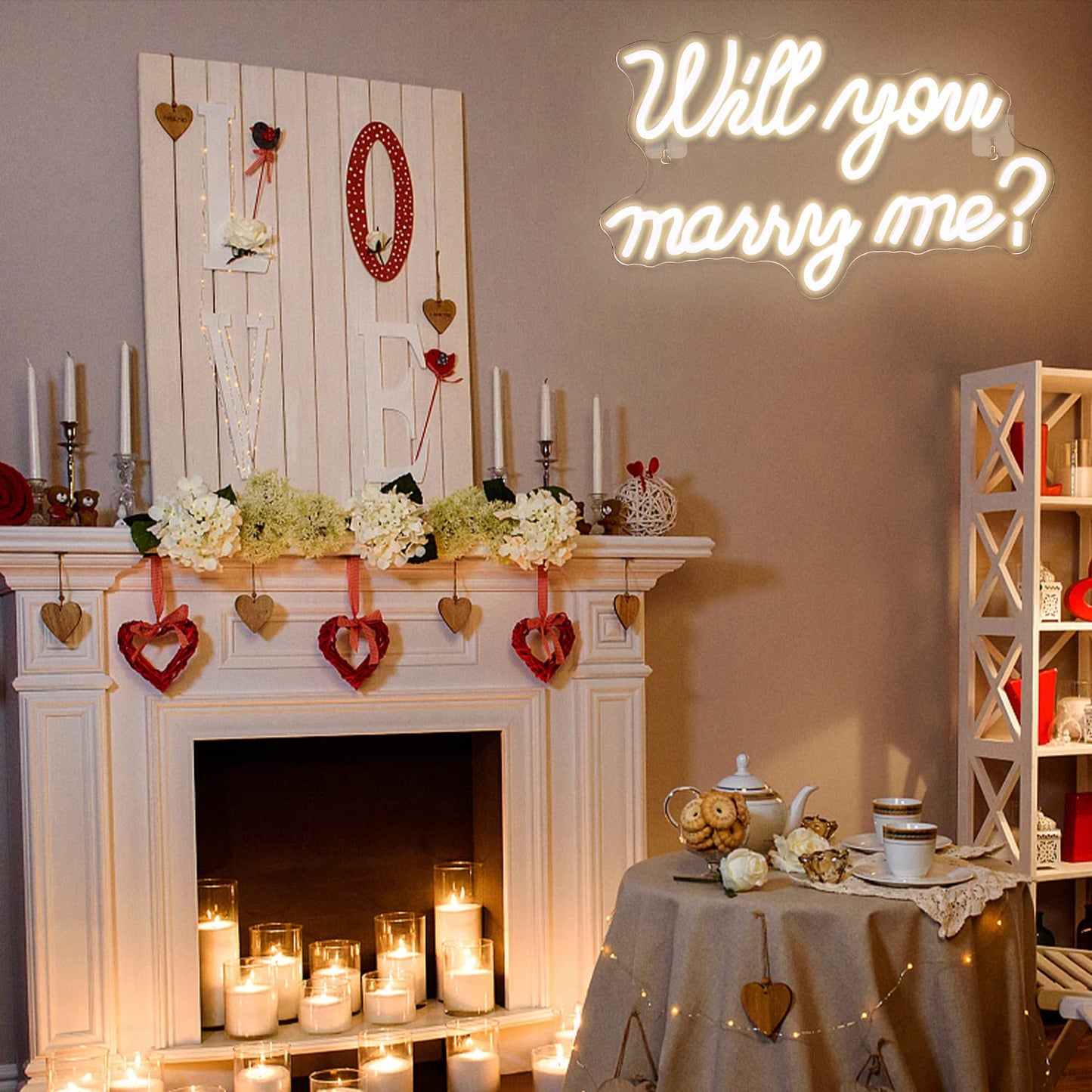 Wanxing will you marry me neon sign marry me sign white led wedding sign neons wedding sign neon letters for proposal decorations wedding party
