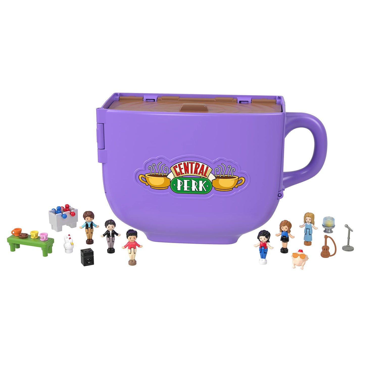 Polly Pocket Friends Locket - Central Perk coffee cup, 6 main characters, 9 accessories, 3 Friends locations, displayable premium packaging, for collectors ages 14 and up, HKV74
