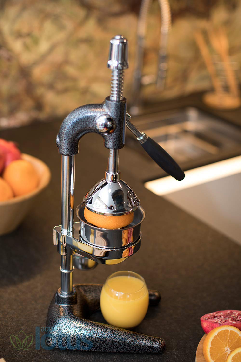 Aqua Lotus citrus juicer, hand press, manual fruit press, juice press for oranges, lemons, pomegranates, black...
