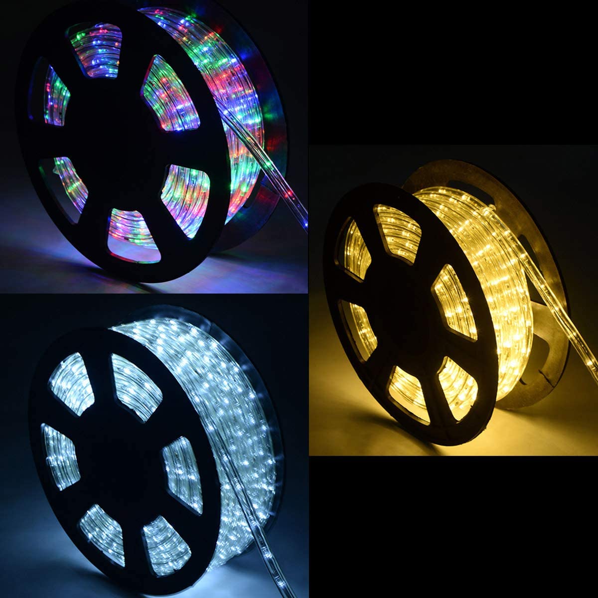 COSTWAY Outdoor Light Tube 30M, Light Tube with 1080 LEDs, Waterproof Light Chain, Powered by Electricity, LED Light Tube for Decoration, Party, Garden, Wedding (Warm White)