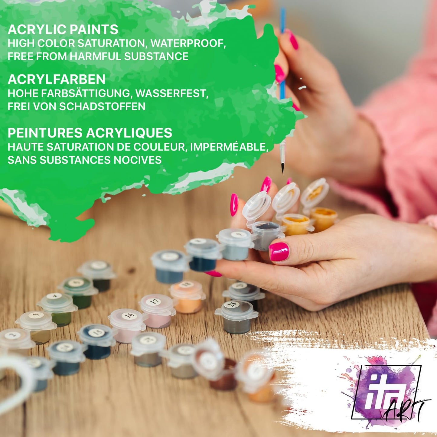ITA Art Paint by Numbers Complete Set with Stretcher Frame, Acrylic Paints, Brushes, Accessories, Gift Box - DIY Painting Craft Kit with Canvas for Adults, 30x40 cm, Rainy Encounter