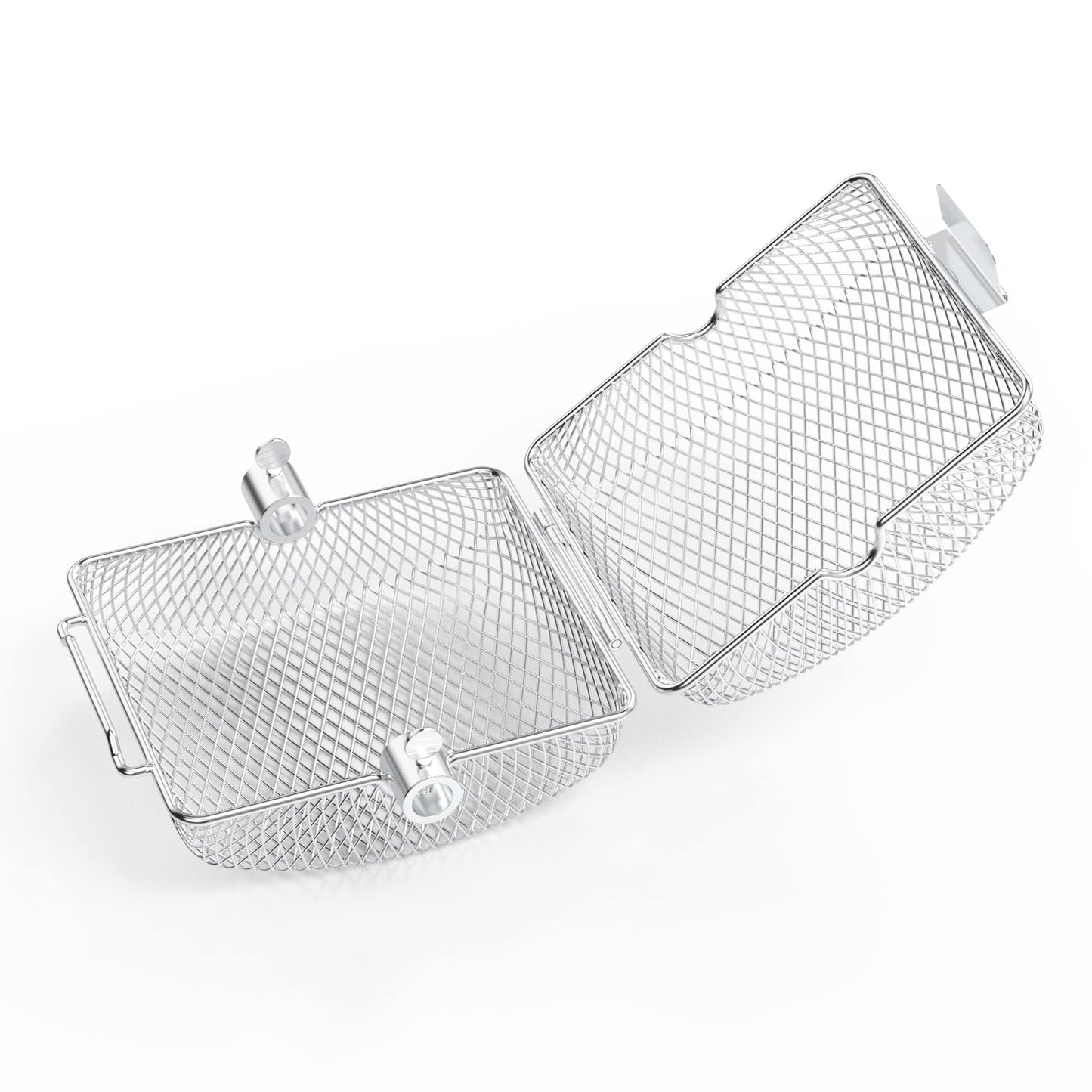 Onlyfire Universal Stainless Steel Grill Basket for Rotisserie, Rotisserie Grill Rack for Skewer, Skewer Basket for Potato Wedges and Vegetable Cubes, 19.2 x 17.5 x 10 cm, 3 pieces.