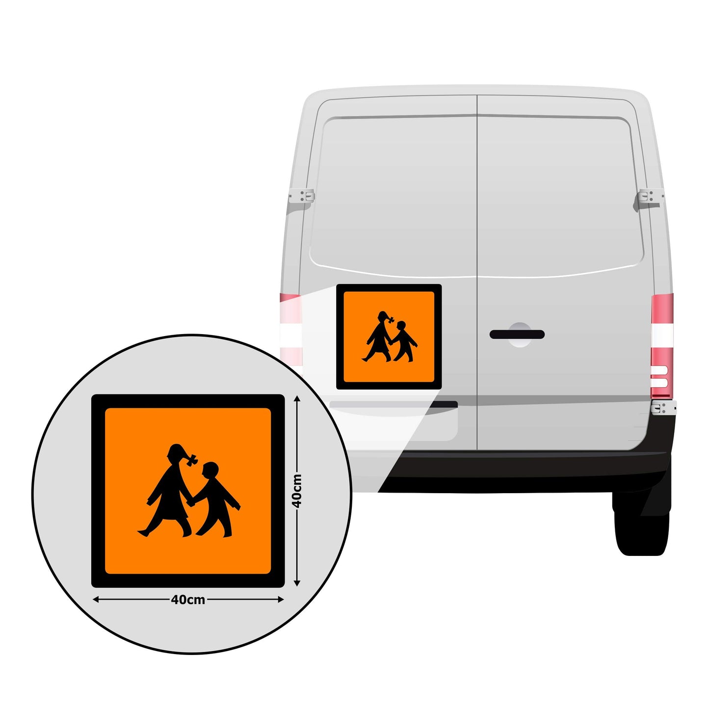 2x School bus sign Magnet sign Warning sign School bus sign Magnet car sign Caution sign (double pack 40x40cm)