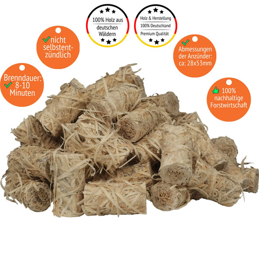Lighter wood wool 5kg (approx. 400 pieces), fireplace starter, grill starter, firelighters, stove starter, fire starter, wood wool starter, grill starter, wood starter, fireplace starter, also available in 2kg and 10kg.