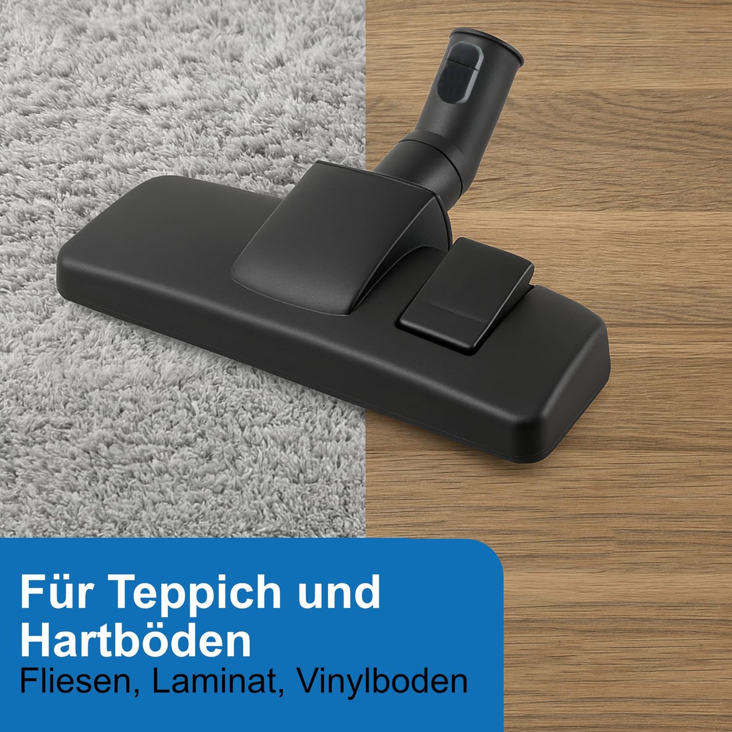 The DeClean floor nozzle is compatible with Miele vacuum cleaner parts for C1, C2, C3, Complete, Compact, Classic, S8340, EcoLine, PowerLine S8, S6, S5, S4, S2, S1. Brush nozzle for carpet.