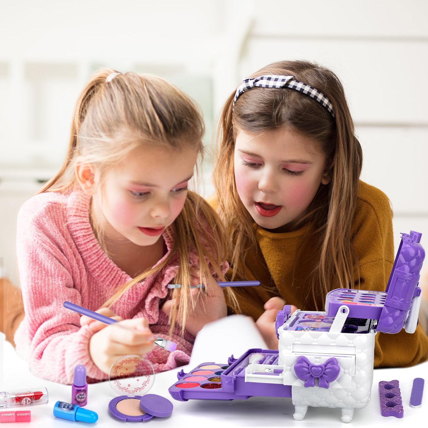 Kids Makeup Set for Girls, Pretend Play Makeup Kit for Girls, Washable Makeup Kit for Kids, Halloween Christmas Birthday Gifts for Kids Ages 4-11