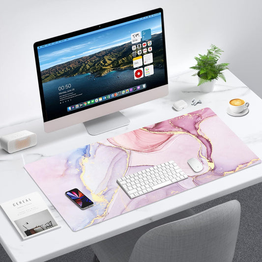 EPriakotu desk pad, 90 x 40cm PU leather desk mat, waterproof desk blotter protection office desk mat computer laptop keyboard mat for office home