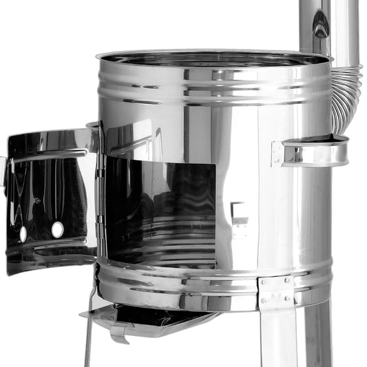 38 cm chimney with 12L cauldron; stainless steel Uchag with chimney; camping stove, fire pit, goulash cauldron, wok, one-pot stove, Hungarian kettle, pot for field kitchen.