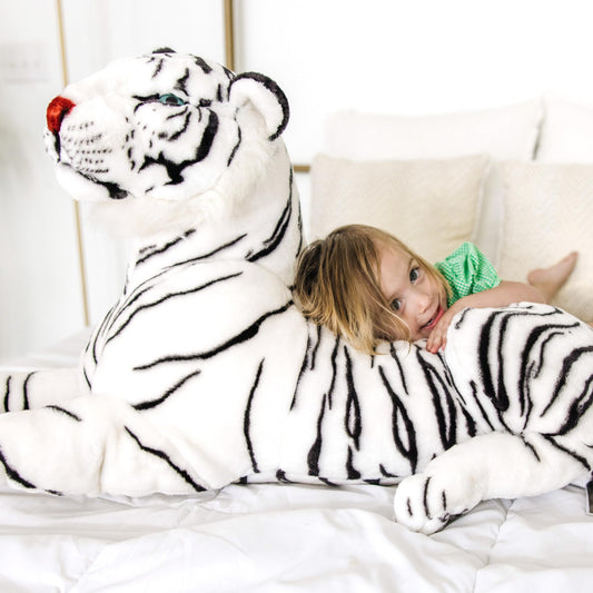 Melissa & Doug 13979 White Tiger Lifelike Plush Toy with Realistic Facial Expression