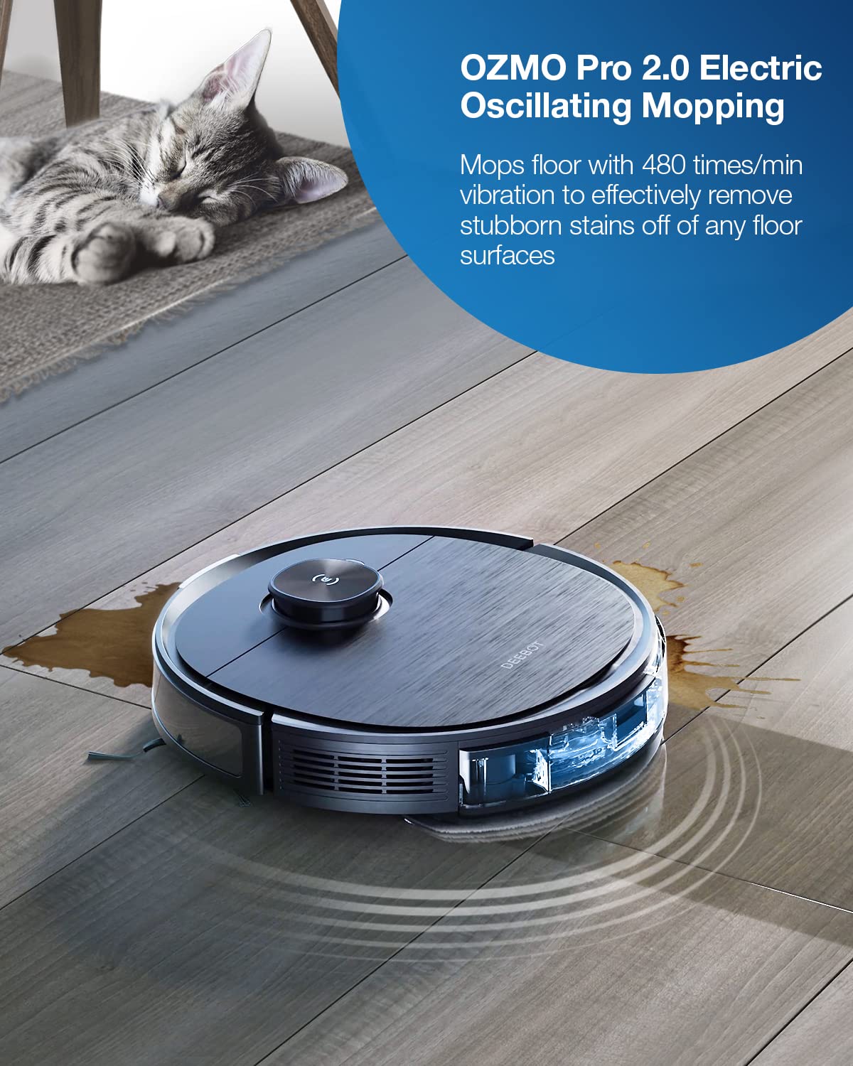 ECOVACS DEEBOT T9 AIVI robot vacuum with mopping function (3000Pa AIVI human/obstacle avoidance, Tangle-free AeroForce® Multi-Surface Rubber Brush, OZMO Pro)