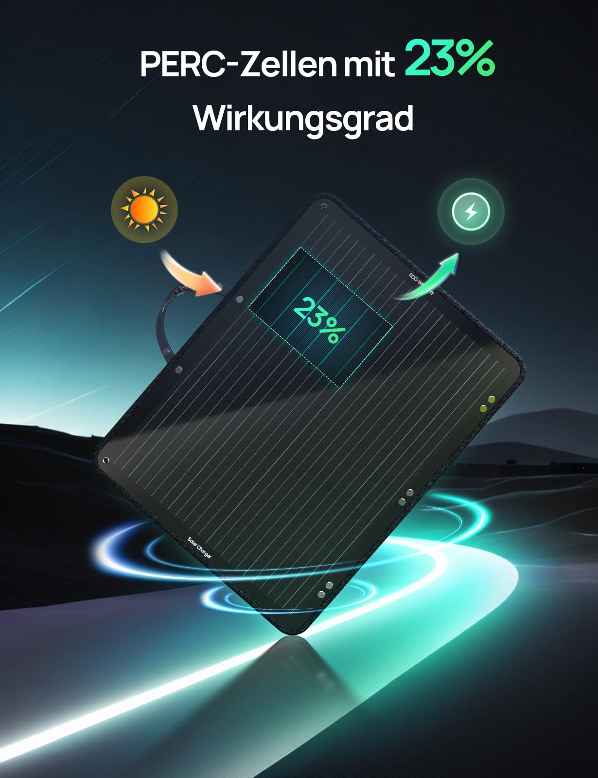 ECO-WORTHY 100W solar panel foldable with 10 connectors & 3 meters cable for power station, monocrystalline with 23% high efficiency and IP65 waterproof for camping, RV, outdoor emergency power supply.