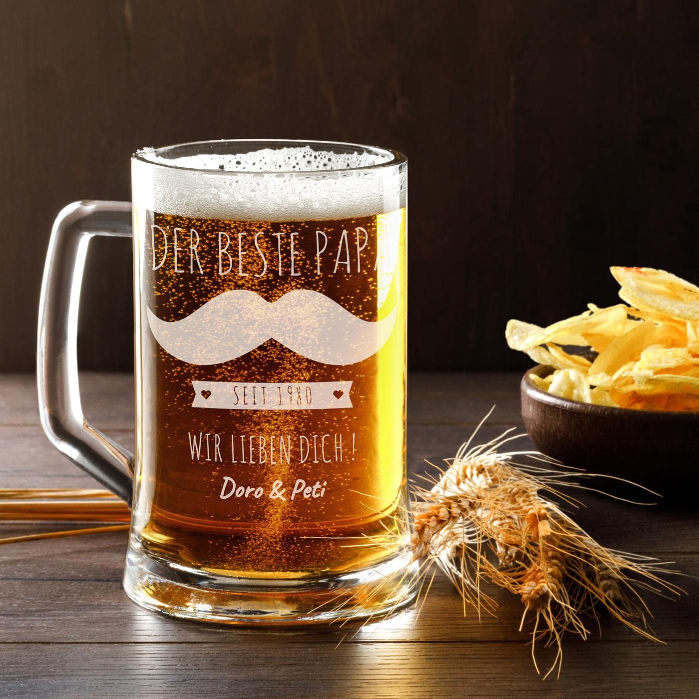 Maverton beer stein with engraving - personalized - 500 ml - Christmas gifts - Birthday gift for men - Gift idea for beer lovers - Mustache