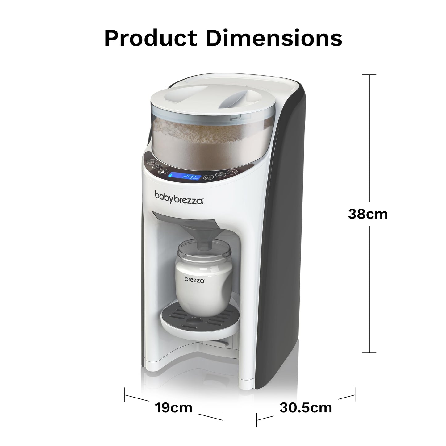 Baby Brezza Formula Pro Advanced - Automatic Bottle Maker - Mixes formula & water perfectly at the push of a button - 3 temperatures - For all bottles & powders - BPA-free - White/Black