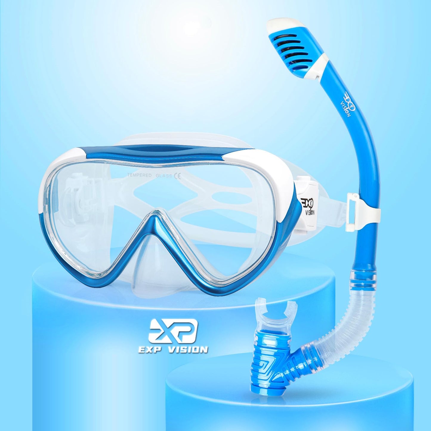 Kids snorkel set with dry snorkel & safety glass diving mask Soft liquid silicone kids diving mask Anti-fog snorkel set for kids 4-14